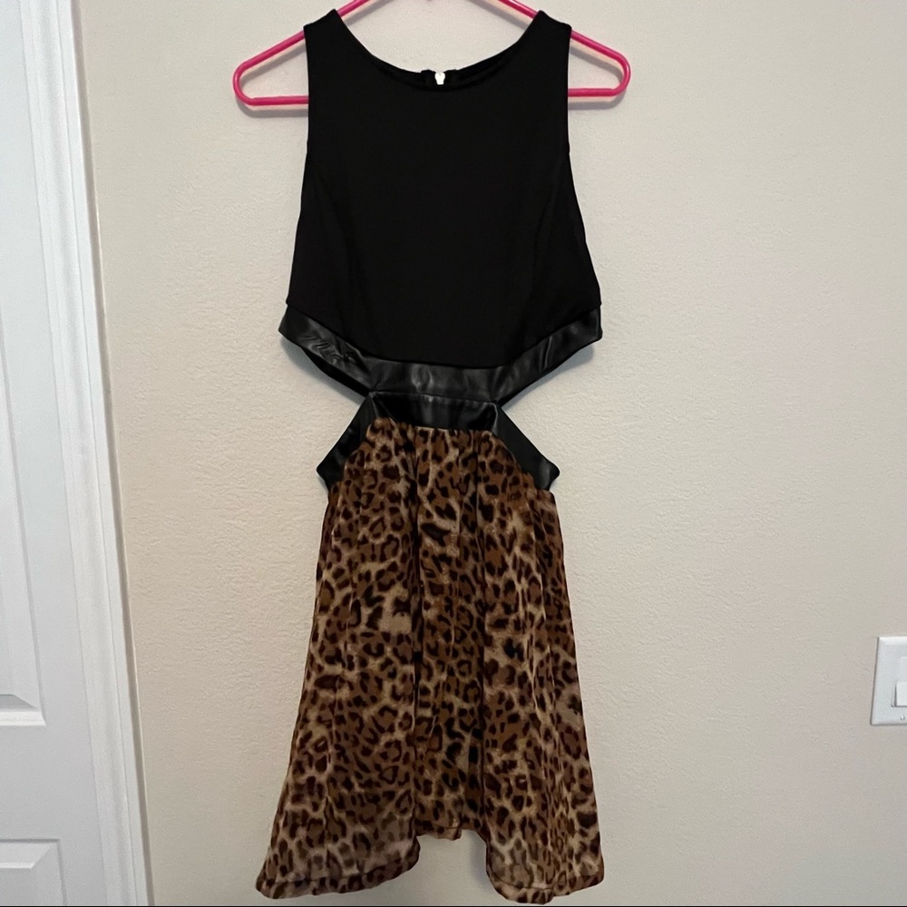 Black & Cheetah Print Cutout Dress size 12